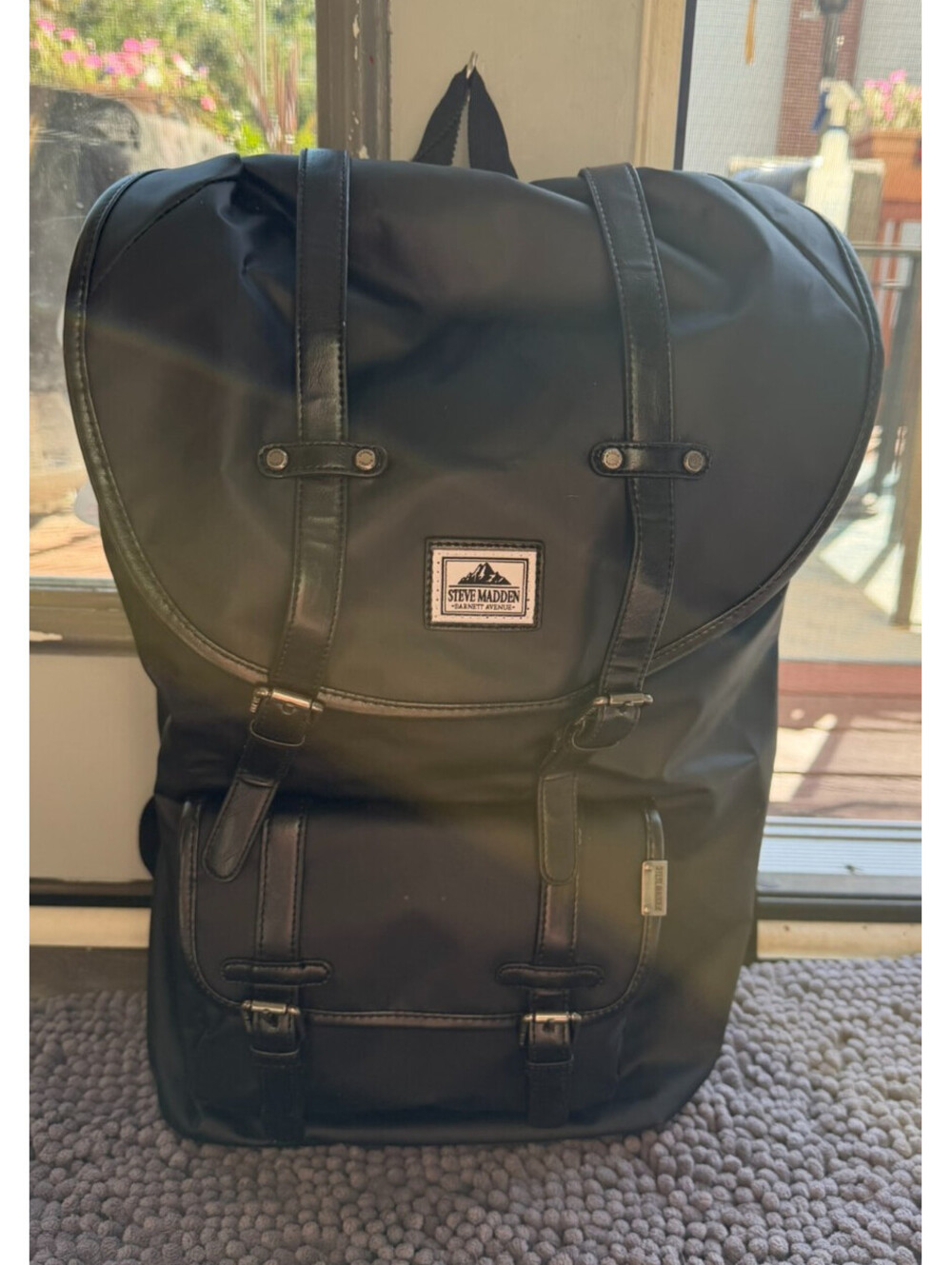 Steve Madden Mens Utility Travel Backpack Shoulder Bag Black MSRP $70 NWOT